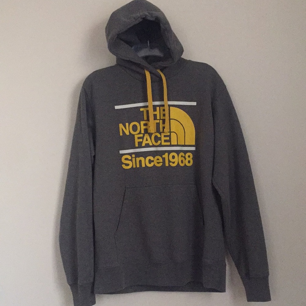 The North Face Mens Grey/Yellow Hoodie size Medium